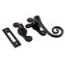 Olde Forge Curly Tail Mortice & Hook Plate Window Fastener - Reversible - 120 x 26mm - Smooth Black