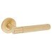 Alexander and Wilks Satin Brass Knurled Door Handles on Round Rose - Spitfire Range 