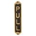 Solid Brass Toilet Door Sign - Pull - 155 x 33mm - Polished Brass/Black