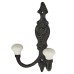 Olde Forge Double Coat Hook - 150 x 110mm - Black Iron & Porcelain