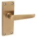 Exel Antique Brass Victorian Straight Latch Door Handle - Short Plate - 118 x 42mm