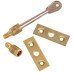 Vertical Sliding Sash Window Stop - 51 x 17mm - Pack of 2 with 1 Key - Brass Plated