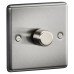Knightsbridge 5-150W 1 Gang 2 Way Push On/Off Rotary Rounded Intelligent LED Dimmer - Brushed Chrome