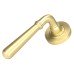 From The Anvil Satin Brass Door Handles on Round Rose - Newbury Range 