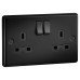 Knightsbridge 13A 2 Gang Double Pole Switched Socket with Twin Earths - Matt Black