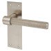 Exel Satin Nickel Knurled Latch Door Handle - Loxley Range - 150 x 50mm