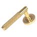 From The Anvil Polished Brass Knurled Door Handles on Round Art Deco Rose - Brompton Range 