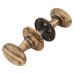 Oval Round Mortice Knob - 57mm Rose Diameter - Antique Brass
