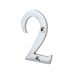 76mm Screw Fix Door Numeral - 2 - Polished Chrome