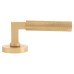 Hampstead Satin Brass Knurled Door Handles on Round Rose