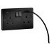Knightsbridge 13A 2 Gang Round Edge Type A/C 45W USB Socket with 2 x USB - 2.25A - Matt Black/Black