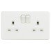 Knightsbridge 13A 2 Gang Screwless Flat Plate Switched DP Switched Socket - Matt White/White Insert