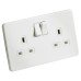 Knightsbridge 13A 2 Gang Screwless Flat Plate Switched DP Switched Socket - Matt White/White Insert