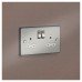 Knightsbridge 13A 2 Gang DP Switched Socket with Twin Earths - Brushed Chrome with White Insert