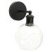 Exel Divi Indoor Wall Light - Matt Black Fittings and Domed Clear Glass Shade 
