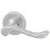 Heritage Brass by M Marcus Satin Chrome Scroll Door Handles on Round Rose - Bedford Range 