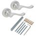 Heritage Brass by M Marcus Satin Chrome Scroll Door Handles on Round Rose - Bedford Range 
