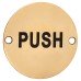 Hampstead Push Door Sign - 75mm Diameter - Polished Brass