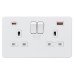 Knightsbridge 13A 2 Gang Type A/QC18W Type C/PD45W USB Socket with 2 x USB - Matt White/White