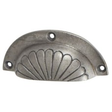 Olde Forge Shell Cabinet Cup Handle - 84mm Centres - Pewter Effect