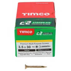 TIMCO C2 Strong-Fix Pozi Double Countersunk Wood Screws - 3.5 x 30mm - Yellow Zinc - Pack of 200