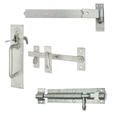 Medium Duty Cranked Hook & Band Gate Hinge Kit with Suffolk Gate Latch - 450mm - Galvanised