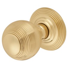 Hampstead Reeded Beehive Mortice Door Knob - 60mm Rose Diameter - Polished Brass