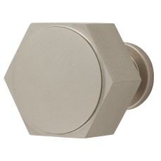 Alexander & Wilks Vesper Hex Cabinet Knob - 33mm Diameter - Satin Nickel