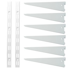 Exel Twin Slot Shelving Kit - 2 x 1000mm Shelf Wall Uprights & 6 x 270mm Shelf Brackets - White