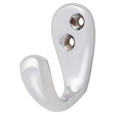 Alexander & Wilks Victorian Single Coat Hook - 44 x 23mm - Polished Chrome