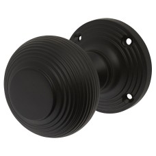 Exel Reeded Beehive Mortice Door Knob - 60mm Rose Diameter - Matt Black 