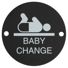 Exel Baby Change Door Sign - 75mm Diameter - Matt Black