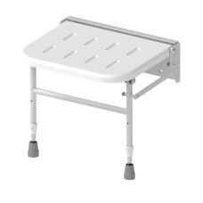 Fitzroy of London Folding Wall Mounted Shower Seat With Legs - 410-610 x 464 x 409mm - White