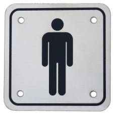 Exel Mens Square Toilet Door Sign - 95 x 95mm - Stainless Steel