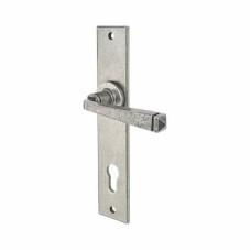 Olde Forge Pewter Long Plate Euro Lock Door Handle - Long Plate - York Range - 241 x 48mm