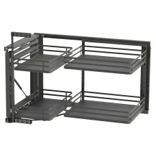 Emuca Titane Mec Corner Pull Out Organiser - Cabinet Width 864 - 964mm - Anthracite Grey