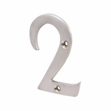 76mm Screw Fix Door Numeral - 2 - Satin Chrome