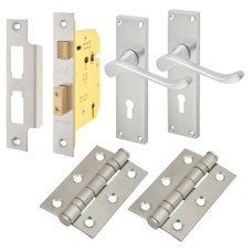 Exel Victorian Scroll 3 Lever Sashlock Door Handle Kit - Satin Chrome