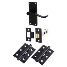 Exel Budget Scroll Latch Door Handle Kit - Short Plate - Matt Black