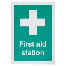 Exel First Aid Station Sign - 148 x 210mm - Rigid Plastic