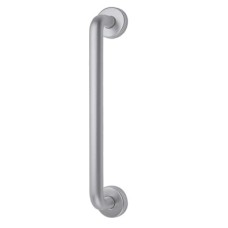Exel 19mm D-Bar Door Pull Handle on Rose - Screw Fix - 150mm Centres - Satin Aluminium