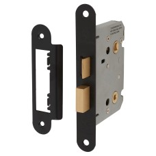Exel Contract Bathroom Lock - 76mm Case - 57mm Backset - Radius - Matt Black