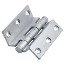 Cranked Ball Bearing Storm Proof Casement Window/Door Hinge - 75 x 3mm - Satin Chrome - Pair