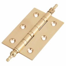 Finial Washered Butt Door Hinge - 75 x 50 x 2mm - Polished Brass - Pair