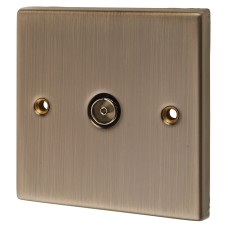 Knightsbridge 1 Gang Non Isolated TV Outlet - Antique Brass