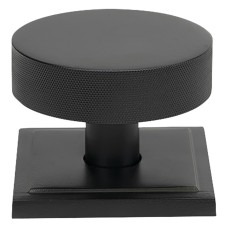 From The Anvil Brompton Round Knurled Centre Door Knob on Square Rose - 90 x 90mm Rose - Matt Black