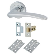 Exel Eloise Latch Door Handle on Rose Kit - Polished Chrome