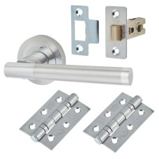 Exel Bella Latch Door Handle on Rose Kit - Polished/Satin Chrome