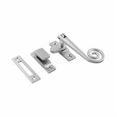 Hampstead Open Curl Mortice & Hook Plate Casement Window Fastener - Reversible - Soft Satin Chrome