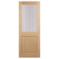 LPD Mexicano Half Light with Frosted Lines Unfinished Internal FD30 Fire Door - 1981 x 762mm - Oak